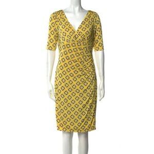 Ralph Lauren Lauren yellow link wrap style dress size 8 yellow and black